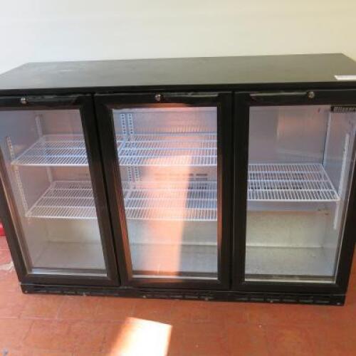 Blizzard Triple Door Undercounter Glass Door Bar Bottle/Beer Refrigerator with Fitted LED Lighting