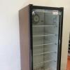 Norcool Type S75 Glass Door Bottle/Drinks Display Refrigerator, Year 2004, Brown Leatherette Finish.