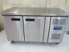 Polar Stainless Steel Double Door Counter Fridge, Model G596, S/N 6141988. Size H85 x W136 x D70cm.