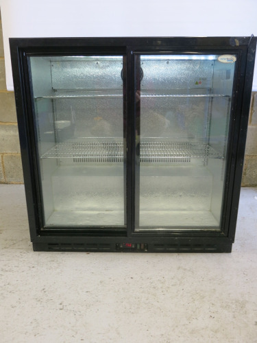 Interlevin 2 Door Back Bar Chiller, Model PD20S. Size H90 x W90 x D52cm.