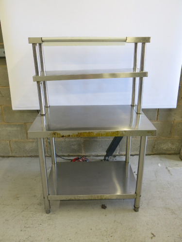 Stainless Steel Prep Table with Shelf Under & Over. Size H145 x W90 x D61cm.