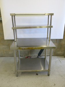 Stainless Steel Prep Table with Shelf Under & Over. Size H145 x W90 x D61cm.