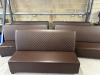 5 x Sections of Brown Faux Leather Booth/Bench Seating with Green Stitching. Size H102 x W170 x D70. Condition (As Viewed/Pictured).