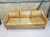 West Elm Leather 3 Seater Sofa with 3 Cushions & 3 Back Cushions. Size H77 x W205 x D90cm. - 5