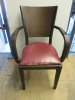 12 x Dark Walnut Dining Chairs Upholstered in Red Faux Leather to Include: 4 x Carvers & 8 x Dining Chairs.