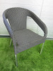 4 x Wicker Wraparound Stackable Bistro Chairs in Grey. - 4