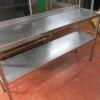 Stainless Steel Serving Table with Shelf Under and Two Shelf Stainless Gantry Over. Size (H)154 cm x (D)45cm x (W)150cm - 2