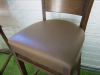 Pair of Dark Walnut Stalls Upholstered in Brown Faux Leather, Size H110cm. - 2