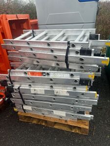 4 x LFI Pro Surveyor Aluminium Ladders to Include: 2 x H8SL40, 4 Sections, Height 4m, Max Stand Height 3m, Weight 10.4kg, Max Load 150kg & 2 x 6 Sections.