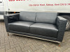 Black Leather 2 Seater Reception Sofa/Couch on Steel Frame. Size H80 x W260 x D80cm. - 2