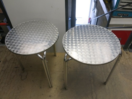 Pair of Chrome Bistro Tables, Size 60cm.