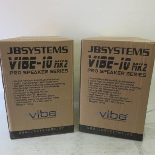 Pair of JB Systems Vibe-10 mk2 Pro Speaker Series. New/Boxed. RRP £360.00