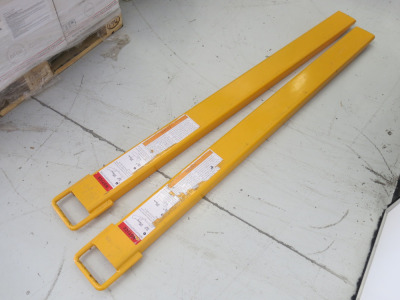 Pair of 6ft Forklift Extensions in Yellow.