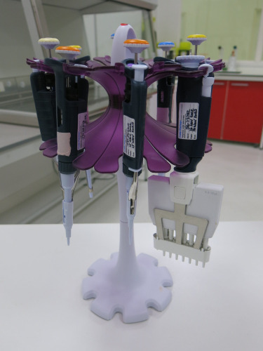 Set of 8 x Gilson Pipetman Pipettes on Stand (As Viewed).