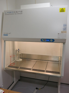 Labogene Scanlaf Mars 1200 Biohazard Safety Cabinet Class II, S/N L.11170056, Year 2017. H220 x W130 x D80cm.