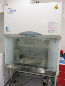 Kojair Blue Series Biowizard Silverline, Biohazard Cabinet, Model SL-130 DEF Blue Series Class II. Year 2014. H240 x W130 D80cm.