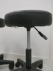 2 x Black Faux Leather Laboratory Height Adjustable Stools. - 3