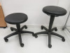 2 x Artikel Black Faux Leather Laboratory Height Adjustable Stools, Model 9468H.