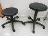 2 x Artikel Black Faux Leather Laboratory Height Adjustable Stools, Model 9468H.