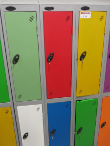 Bank of 3 Probe Multicoloured, 6 x Staff Lockers (Comes with All Keys).