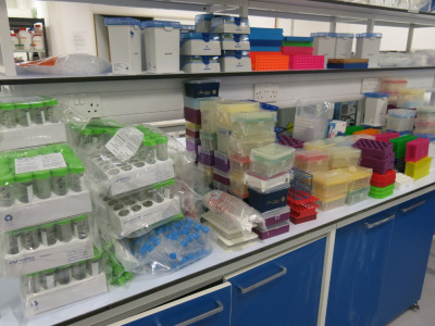 Approx 200 x Assorted Sample Stands, Perpet Filter Tips, Test Tube Holders and 50ml Sample Bottles.