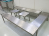 4 x Assorted Teknomek Stainless Steel Benches & Stalls to Include: 2 x Stalls, 1 x Bench, Size H45 x W200 x D41cm & 1 x L Shape Bench=, Size H44 x W150 & 180 x D30cm. - 2