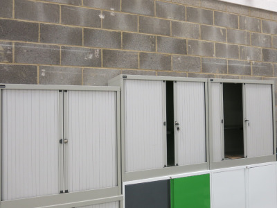 3 x DAMS Office Furniture 2 Door Tambour Cabinets. Size H100 x W100 x D47cm.