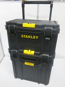 Set 3 Stackable Stanley Tool Chests on Trolley.