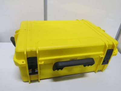 Hard Yellow Plastic Flight Case. Size 45 x 53 x 21cm.