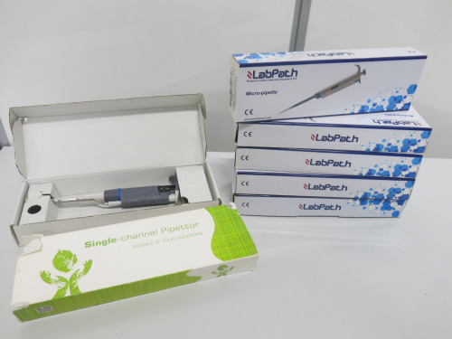 5 x Labpath Micro Pipette, Single Channel Pipettor (Boxed/New) & HTL Single-Channel Pipettor.