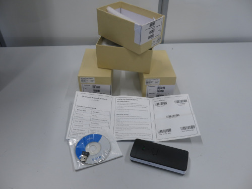 3 x New Boxed Bluetooth Barcode Scanners with Mini CD Disc, & USB Wireless Connectivity.