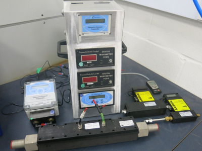 Flow Meter Equipment to Include: Furness Differential Pressure Transmitter, Model 352, Furness Differential Pressure Transmitter, Model 332, Furness Controls FCO96G-200L Laminar Flow Element, 2 x AALBORG Mass Flow Meters GFM57 & GFM3 and Testo 511 (As Vie