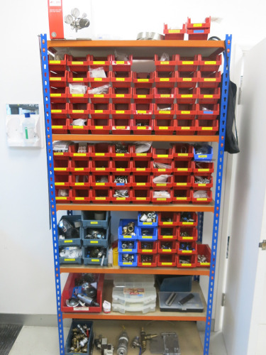 6 Shelf Lightweight Rack to Include Contents of Assorted Nuts/Bolts, Plumbing, Pressure, Air Tools & Other (As Viewed).