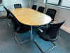 3 x Section Boardroom Table with 8 x Cantilever Chairs in Mesh & Black Hopsack. Size H70 x L240 x W120cm.