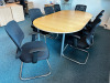 3 x Section Boardroom Table with 8 x Cantilever Chairs in Mesh & Black Hopsack. Size H70 x L240 x W120cm. - 2