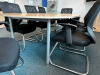 3 x Section Boardroom Table with 8 x Cantilever Chairs in Mesh & Black Hopsack. Size H70 x L240 x W120cm. - 4