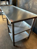 Stainless Steel Prep Table with Part Splash Back & 2 Shelves Under. Size H92 x W199 x D74cm. - 2