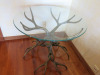 Glass Topped Round Table on Cast Bronze Antler Base. Size Dia 92cm. - 2