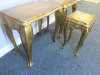 Nest of 3 Gold Leaf Effect, Wooden Side Tables. Large Size H56 x 60 x 38cm. - 3