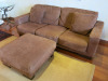 Casa Nova Brown Suede 2 Seater Sofa with Matching Pouffe. Size H86 x W223 x D97cm. - 3