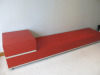6 Draw Gloss Red Wooden Side Unit with Mirrored Trim Castors. Size H52 x W250 x D50cm. - 2