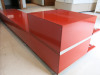 6 Draw Gloss Red Wooden Side Unit with Mirrored Trim Castors. Size H52 x W250 x D50cm. - 5