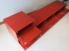 6 Draw Gloss Red Wooden Side Unit with Mirrored Trim Castors. Size H52 x W250 x D50cm. - 6