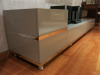 6 Draw Gloss Sage/Grey Wooden Side Unit with Mirrored Trim Castors. Size H52 x W250 x D50cm. - 6