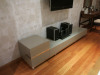 6 Draw Gloss Sage/Grey Wooden Side Unit with Mirrored Trim Castors. Size H52 x W250 x D50cm. - 7