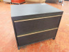 Heavy Wood, Black Stained 2 Draw Bedside Cabinet. Size H51 x W62 x D48cm.