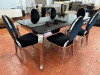 Chairs Ltd Set of Dining Table & 6 Chairs in Polished Chrome & Black Glass with Oval Backed Velour Fabric Chairs. Table Size H76 x W205 x D100cm. - 5