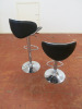 Pair of Chrome & Black Faux Leather, Height Adjustable Stools with Foot Rest. NOTE: 1 x damaged ram. - 2