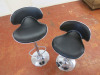 Pair of Chrome & Black Faux Leather, Height Adjustable Stools with Foot Rest. NOTE: 1 x damaged ram. - 4