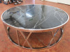 Chrome & Black Marble Top, Roman Numeral I-X, Round Coffee Table. Size H33 x Dia105cm. - 4